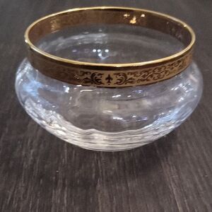 Vintage Lenox Crystal 4" Bowl with Ornate Gold Trim